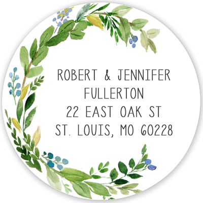 Arched Green Swag Round Address Labels